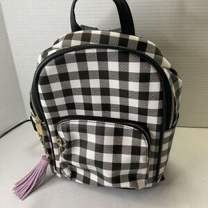 Icing Black/ White Gingham Buffalo Check‎ Backpack Purse